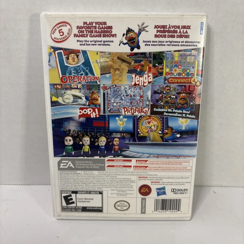 Hasbro Family Game Night 2 Nintendo Wii Game EA Operation Jenga Connect 4 Bop It